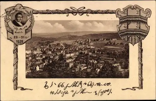 Ak Aue im Erzgebirge Sachsen, Panorama, Stenographie, Stenotypentag 1926, Sonderstempel