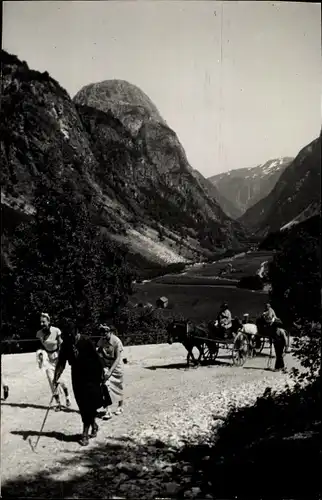 Ak Gudvangen Norwegen, Landschaft, Kutsche