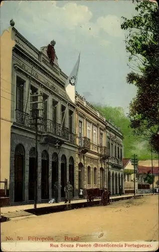 Ak Petrópolis Brasilien, Rua Souza Franco, Beneficencia Portugueza