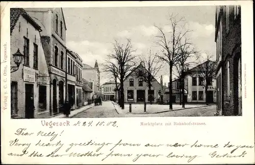 Ak Vegesack Hansestadt Bremen, Marktplatz, Bahnhofstraße