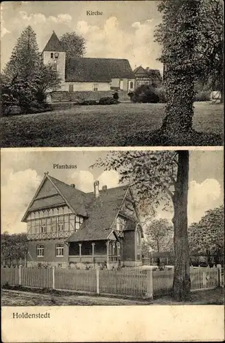 Ak Holdenstedt Uelzen in Niedersachsen, Kirche, Pfarrhaus