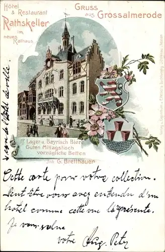 Ak Großalmerode in Hessen, Hotel Restaurant Ratskeller im neuen Rathaus