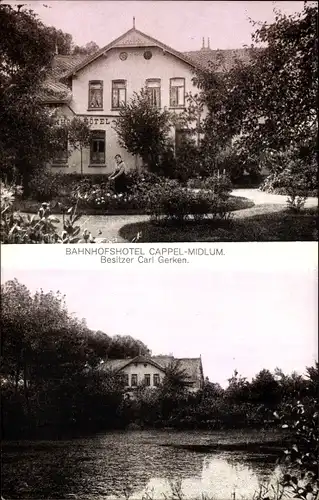 Ak Midlum Cappel Wurster Nordseeküste, Bahnhofshotel
