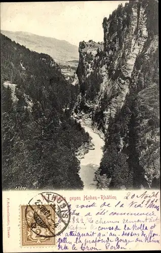 Ak Thusis Kanton Graubünden, Via Mala gegen Hohen Rhätien