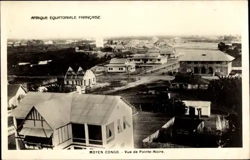 Ak Pointe Noire Französisch Kongo, Vogelschau auf den Ort