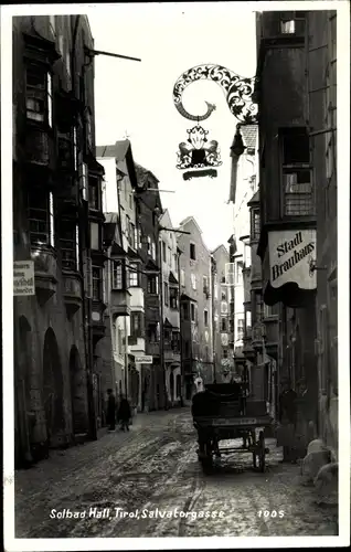 Ak Hall in Tirol, Salvatorgasse, Stadl Brauhaus, Kutsche