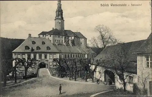 Ak Weesenstein Dohna, Blick auf den Schloßhof, Turm