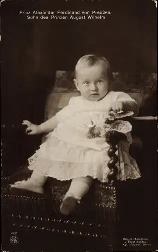 Ak Prinz Alexander Ferdinand von Preußen, Sohn von Prinz August Wilhelm, NPG 4731