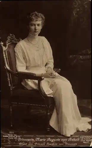 Ak Prinzessin Marie Auguste von Anhalt, Braut von Prinz Joachim von Preußen, Liersch 7511