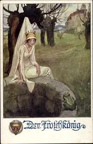 Künstler Ak Der Froschkönig, Märchen, Brüder Grimm, Deutscher Schulverein 653