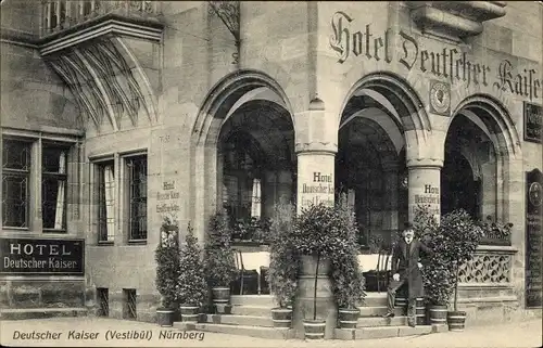 Ak Nürnberg in Mittelfranken, Hotel Deutscher Kaiser, Vestibül