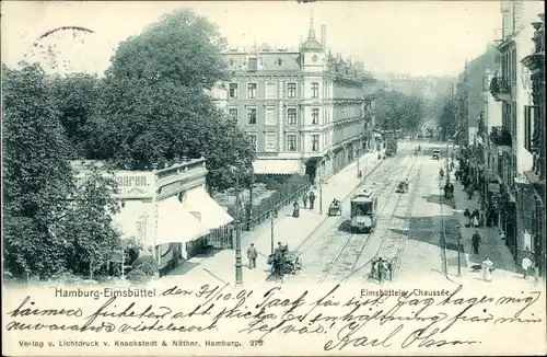 Ak Hamburg Eimsbüttel, Eimsbütteler Chaussee, Straßenbahn