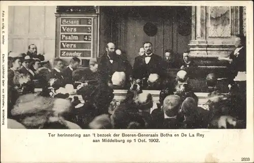 Ak Besuch der Buren-Generäle Botha und De La Rey in Middelburg 1902, Kirche