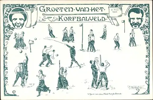 Künstler Ak Godefroy, J., Nederlandsche Korfbalbond 1903, Korfball
