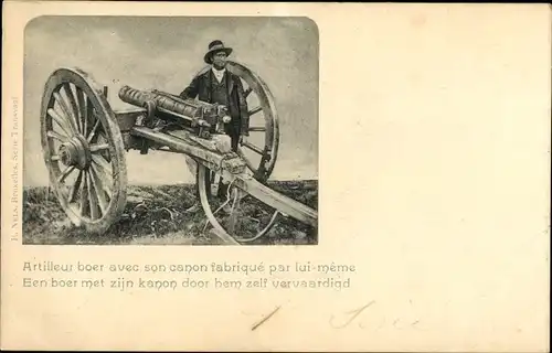 Ak Südafrika, Burenkrieg, Artillerist mit selbstgebauter Kanone