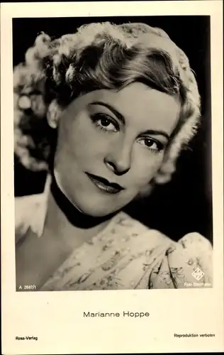 Ak Schauspielerin Marianne Hoppe, Portrait