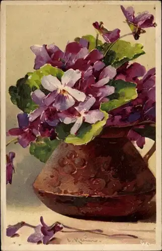 Künstler Ak Klein, Catharina, Veilchen in einer Vase