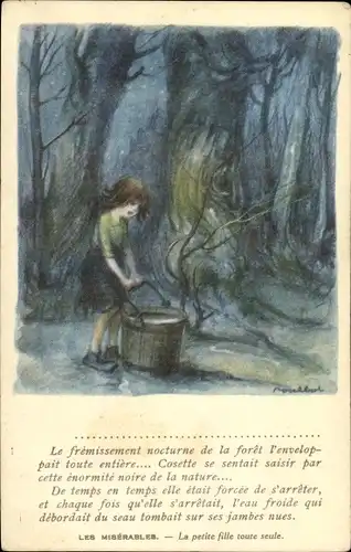 Künstler Ak Poulbot, Francisque, Les Miserables, das kleine Mädchen ganz allein