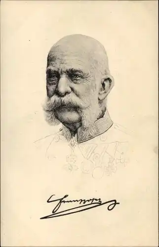 Künstler Ak Kaiser Franz Joseph I., Portrait, Uniform, Orden
