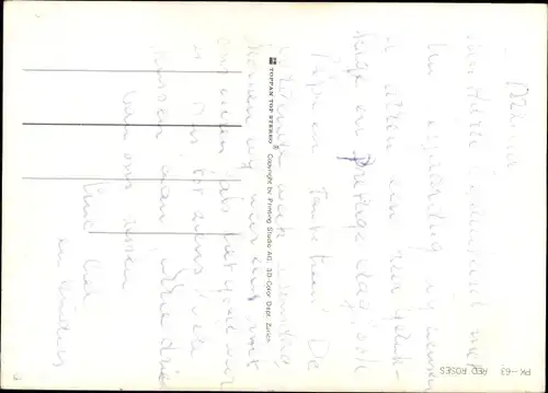 3D Ak Drei rote Rosenblüten, Blumen