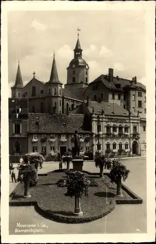 Ak Meerane Sachsen, Am Bismarckplatz, Denkmal