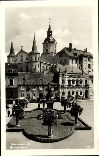 Ak Meerane Sachsen, Am Bismarckplatz, Denkmal