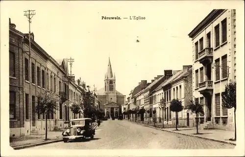 Ak Péruwelz Wallonien Hennegau, Boulevard Léopold III, L&#39;Eglise