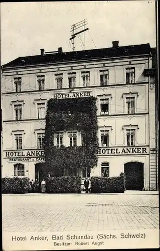 Ak Bad Schandau an der Elbe, Blick auf das Hotel Anker, Gäste, Besitzer Robert Augst