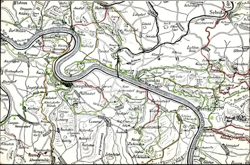 Landkarten Ak Königstein an der Elbe Sächsische Schweiz, Umgebung