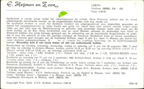 Ak Lobith Tolkamer Rijnwaarden Gelderland, Boottochten, E. Heijmen en Zoon