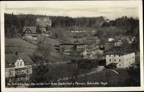 Ak Szklarska Poręba Schreiberhau Schlesien, Mariental mit Hotel Zackelfall, Pension Schindler