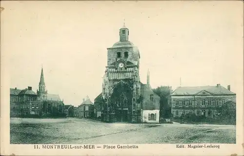 Ak Montreuil sur Mer Pas de Calais, Place Gambetta