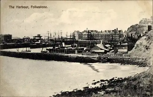 Ak Folkestone Kent England, der Hafen