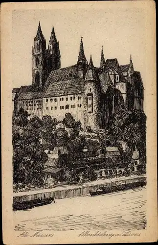 Ak Meißen an der Elbe, Albrechtsburg mit Dom