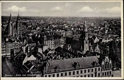 Ak Wrocław Breslau Schlesien, Blick vom Elisabethturm