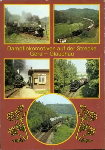 Ak Gera in Thüringen, Dampflokomotiven auf der Strecke Gera-Glauchau, Güterzug, Haltepunkt