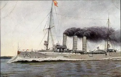 Künstler Ak Rave, Chr., Marine Galerie 182, Deutsches Kriegsschiff SMS Hamburg, kl. Kreuzer, 1903