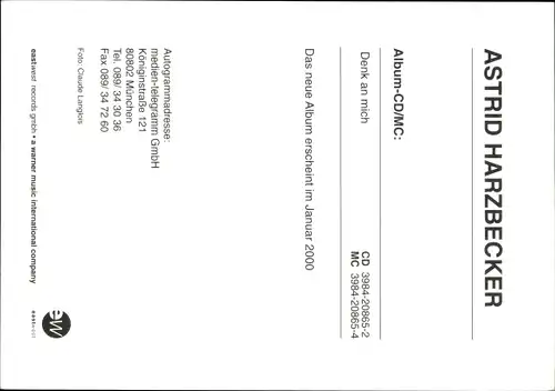 Ak Sängerin Astrid Harzbecker, Portrait, Autogramm