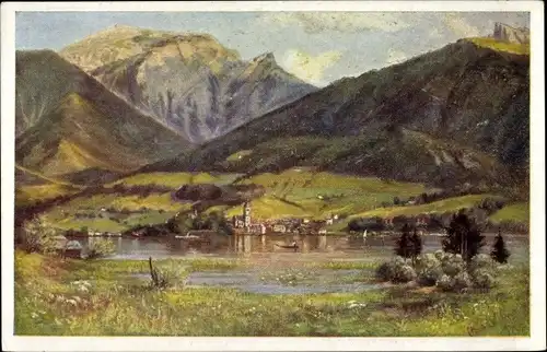 Künstler Ak Haidenthaler, St. Wolfgang am Wolfgangsee Oberösterreich, Panorama