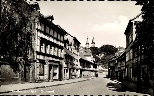 Ak Nordhausen in Thüringen, Grimmel, Straßenansicht, Fachwerkhäuser