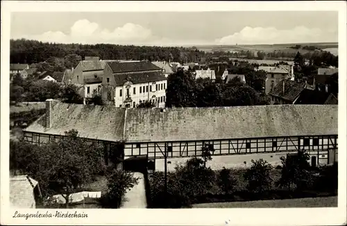 Ak Langenleuba Niederhain Thüringen, Fachwerkhaus, Panorama