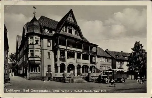 Ak Georgenthal in Thüringen, Hotel Deutscher Hof, Lastwagen