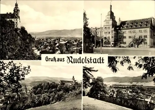 Ak Rudolstadt in Thüringen, Heidecksburg, Rathaus, Panorama mit Stadtkirche