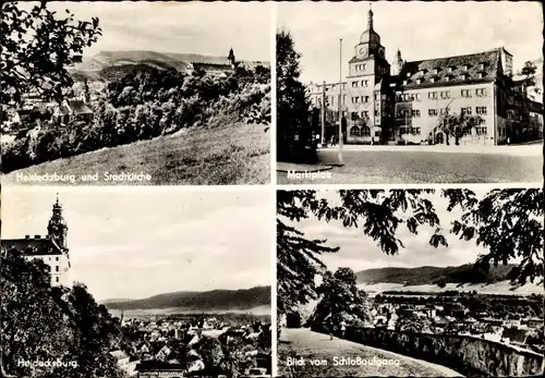 Ak Rudolstadt in Thüringen, Heidecksburg, Blick vom Schlossaufgang, Stadtkirche, Marktplatz, Rathaus