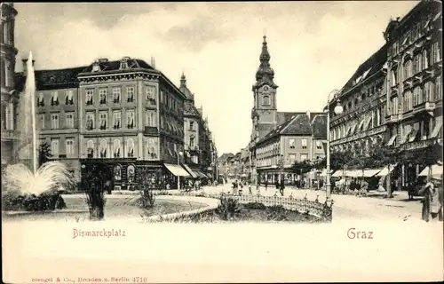 Ak Graz Steiermark, Partie auf dem Bismarckplatz, Springbrunnen, Stengel 4710