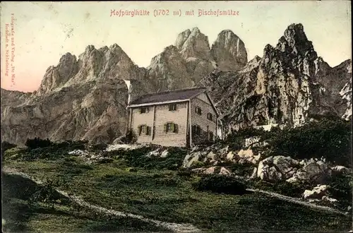 Ak Hofpürglhütte Österreich, Berghütte mit Bischofsmütze