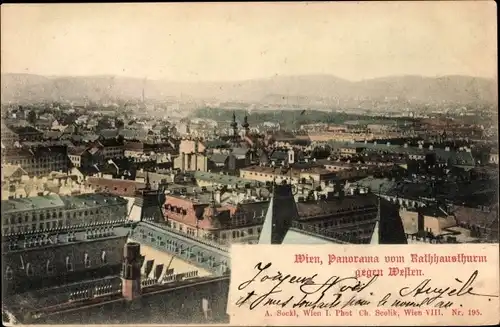 Ak Wien 1 Innere Stadt, Panorama vom Rathausturm gegen Westen