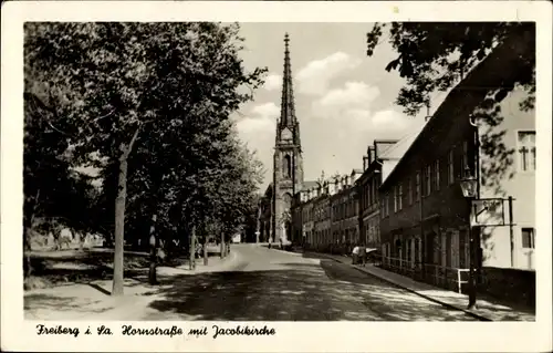 Ak Freiberg in Sachsen, Hornstraße mit Jacobikirche