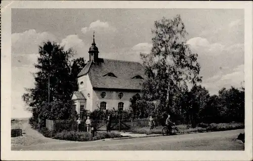 Ak Rastenberg in Thüringen, Katholische Kirche, Radfahrer