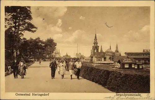 Ak Ostseebad Heringsdorf auf Usedom, Strandpromenade, Passanten